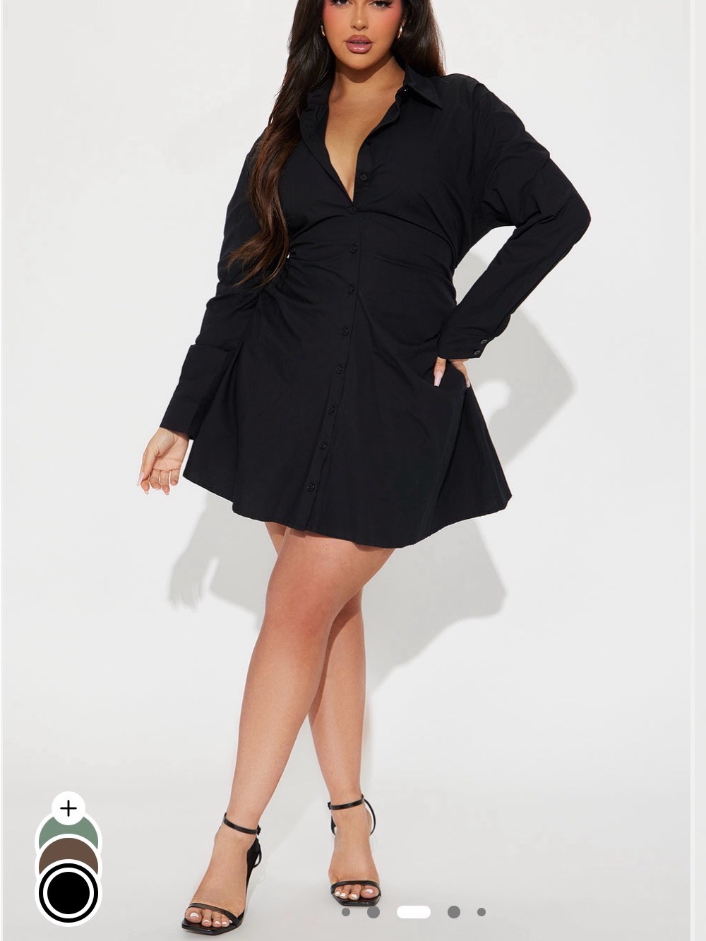 Fashion Nova Black Button-Front Shirt Dress